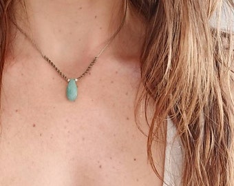 amazonite necklace delicate , dainty jewelry macrame , thin necklace layering , gift for women