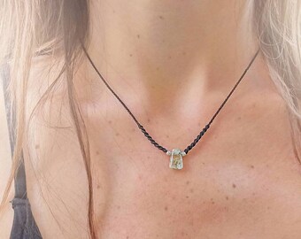 prehenite necklace macrame , healing crystal necklace , everyday necklace handmade , for him gift for her