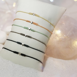 Bracciale per damigelle d'onore - braccialetto dell'amicizia regalo - messaggio regalo per la migliore amica - braccialetto a cuore in argento macramè - filo per braccialetto con ciondoli
