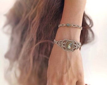 Boho Macrame Stone Bracelet - Labradorite Bracelet - Spiritual Jewelry for Woman