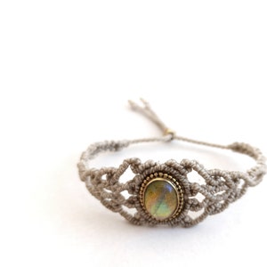 Boho Macrame Stone Bracelet Labradorite Bracelet Spiritual Jewelry for Woman image 2