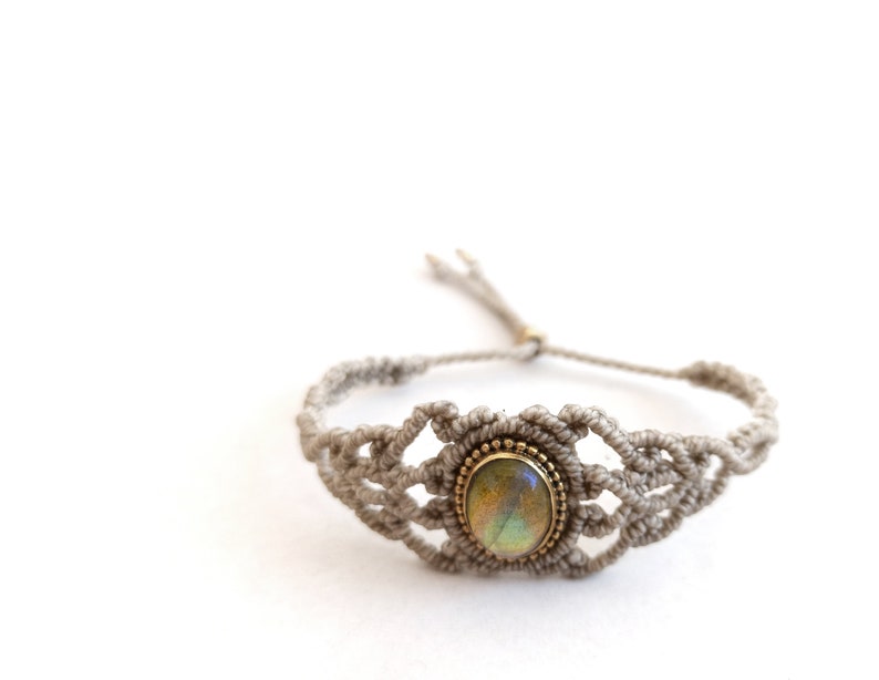 Boho Macrame Stone Bracelet Labradorite Bracelet Spiritual Jewelry for Woman image 2