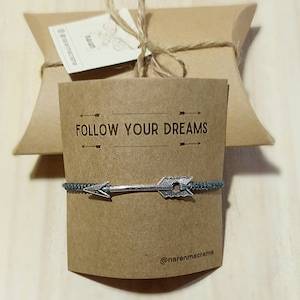 Positive Nachricht Geschenk - motivierendes Geschenk Selbstliebe - für sie Geschenk für ihn - Folge deinen Träumen Armband - Pfeil Armband - Silber Armband