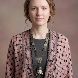 Ethnic Traditional Indonesia Batik Viscose Doby Parang Kawung Piringan Outer Cardigan Tops