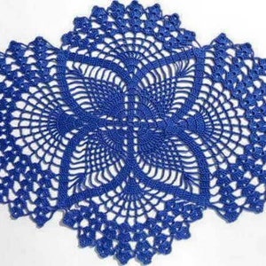 Blue lace oval doily home decor crochet image 1