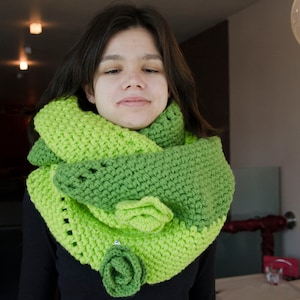 Green cowl infinity scarf shawl wrap crochet handmade acrylic