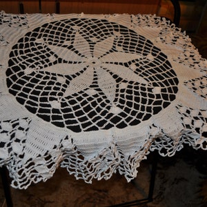 White table placemat centerpiece tablecloth large coaster handmade crochet image 2