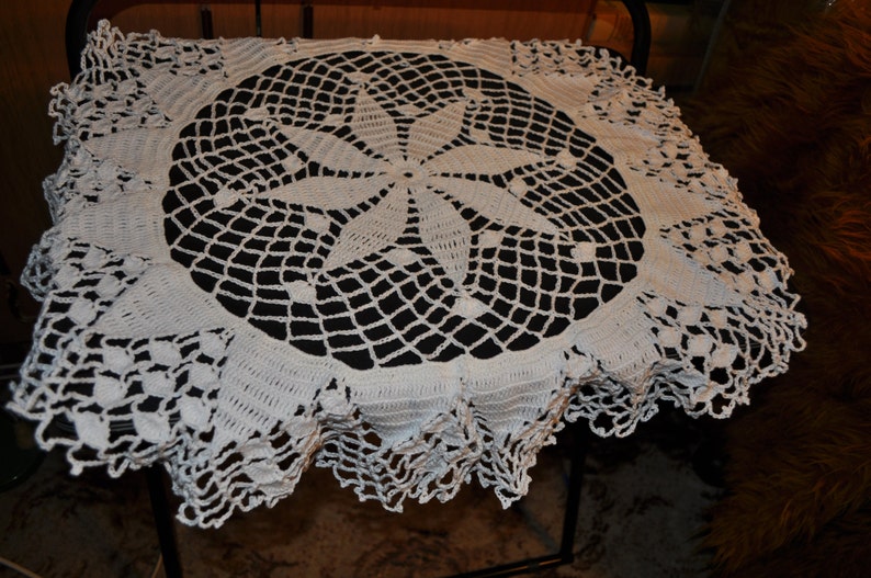 White table placemat centerpiece tablecloth large coaster handmade crochet image 2