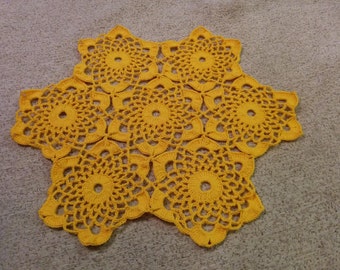 Lace round oval yellow table doily napkin cover placemat centerpiece