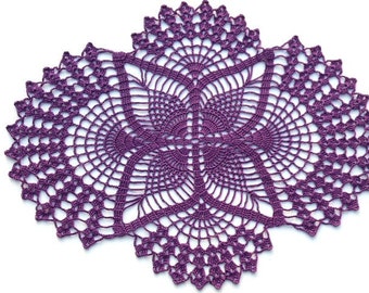 Purple lace oval doily home decor crochet