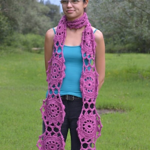 Flower purple shawl scarf crochet handmade