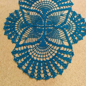 Blue lace oval doily home decor crochet image 2