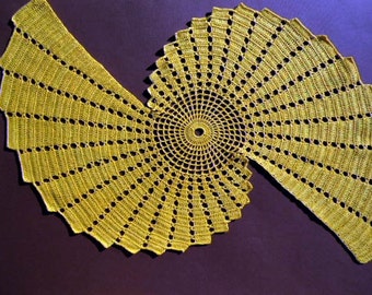 Yellow Spiral Lace Doily Cover Coaster Handmade crochet