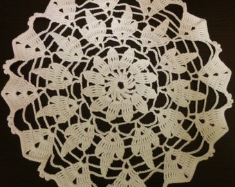 White table doily cloth crochet handmade
