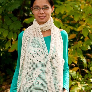 White wedding scarf roses unique handmade crochet
