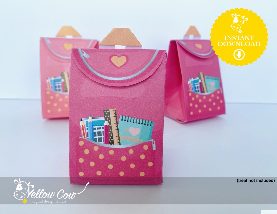Printable Back to School Giftschool Backpack Gift Boxpink Etsy