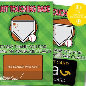 Utskrivbart presentkort för basebolltränare, basebolltränarepresent, presentidé till tee-balltränare, rolig tränarpresent, tackpresentkort för basebolltränare