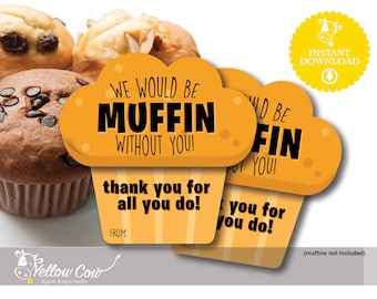 Druckbare Personal Wertschätzung Geschenkanhänger,Muffin Thema Wertschätzung,Personal Frühstück Geschenk Anhänger,Lehrer Wertschätzung PTA Geschenk,Krankenschwester Wertschätzung