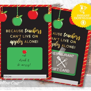 Titular de la tarjeta de regalo del restaurante del maestro, Titular de la tarjeta de regalo de Navidad, Descarga instantánea, Tarjeta de regalo del restaurante, Imprimible, Regalo del maestro, Comida y bebida
