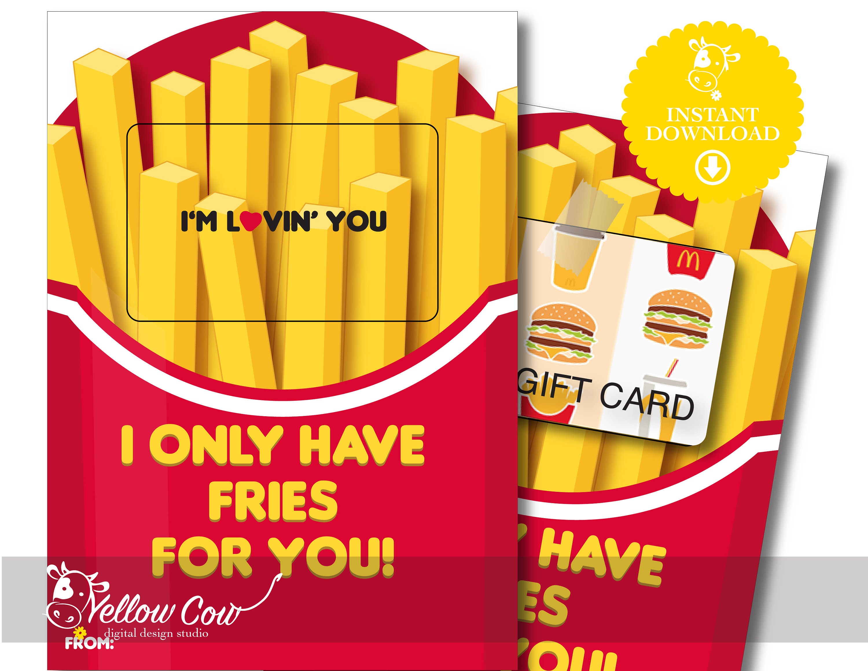 Printable Restaurant Gift Card Holderonly Have Fries For - Etsy Denmark
