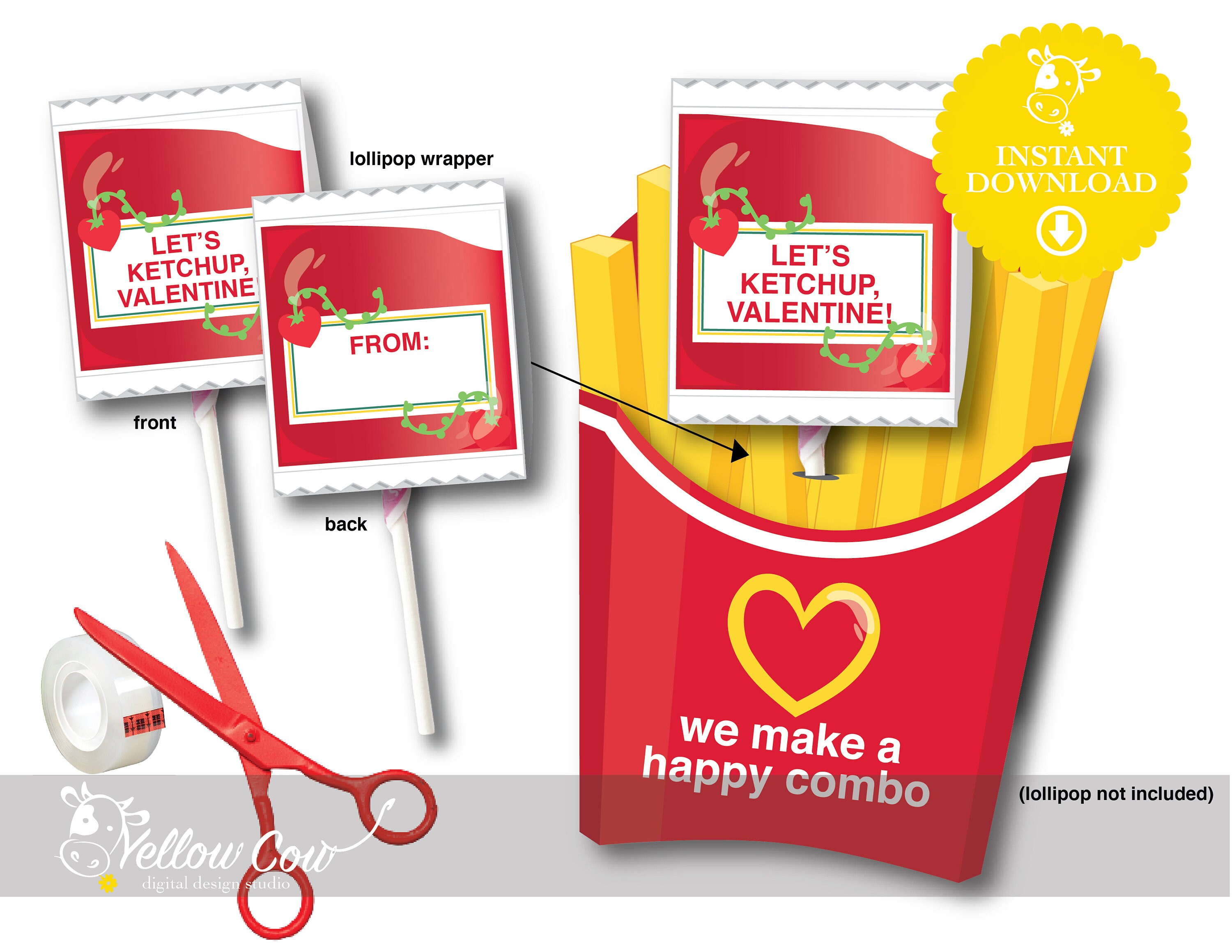 Printable French Fries Valentinefast Food Valentines Cards - Etsy Singapore