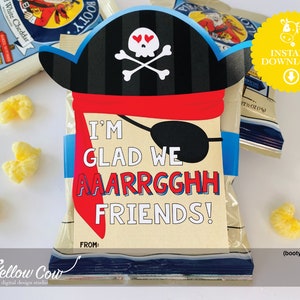 Printable Pirate Booty Valentines Day Snack Tag,Pirate Valentine Treat Bag Tag,Ahoy Kids,Classroom Valentines,Instant Download Valentine Tag