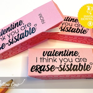 Printable Valentine Eraser Favor BoxValentines Day image 2
