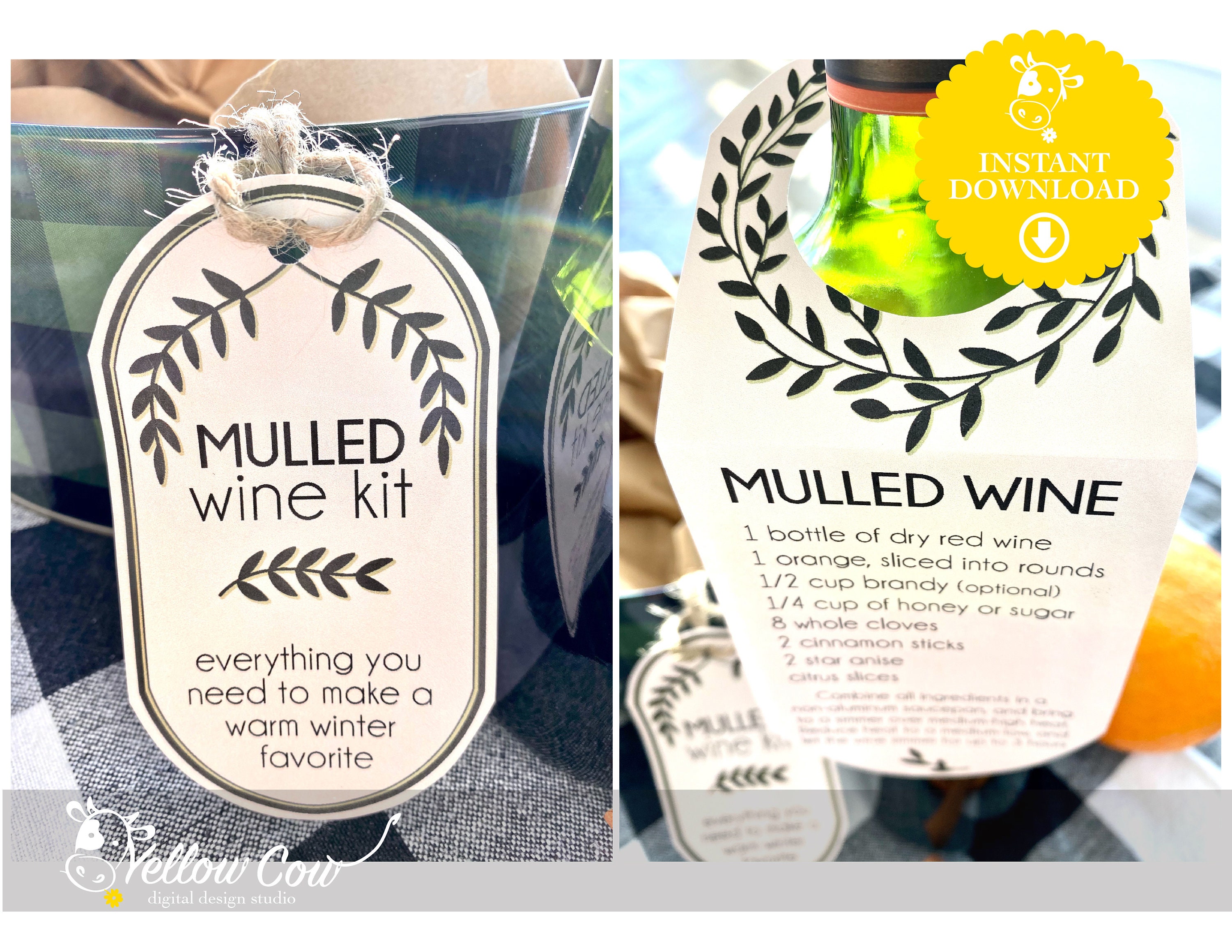 Mulled Wine kit tags Instant Download Mulled Wine kit | Etsy