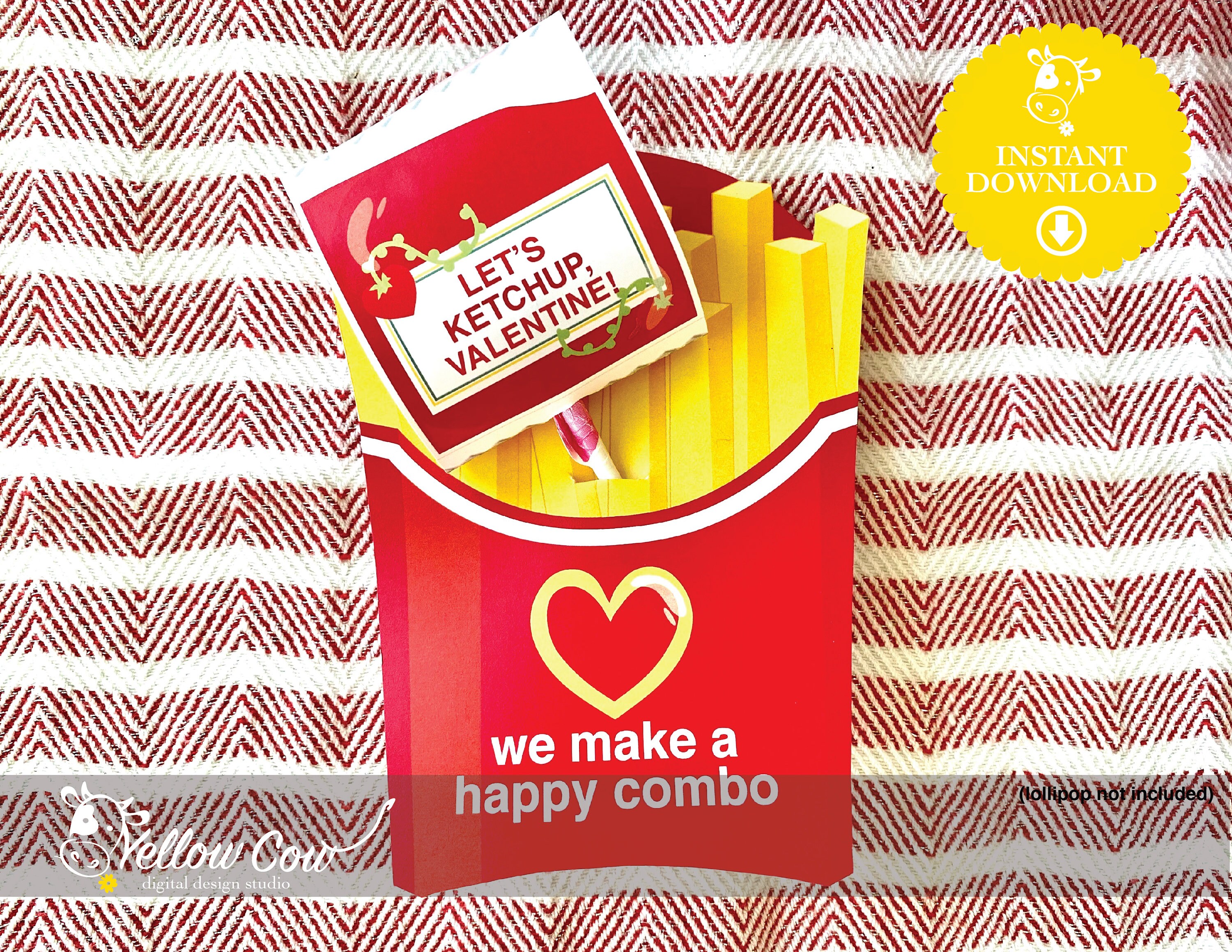 Printable French Fries Valentinefast Food Valentines Cards - Etsy Singapore