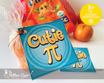 Etiquetas imprimibles de refrigerios del día Cutie Pi, etiquetas de golosinas del día Pi, etiquetas de favor de fiesta del día Pi, refrigerios del día Pi 3.14, etiqueta de refrigerio del día Cuties naranjas Pi, Cutie Pi