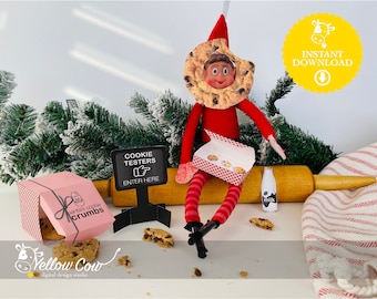 Holiday Elf Printable Kit. Cookie Treat Challenge Props. Instant Download for Busy Moms. 10-Minute DIY Elf Magic. Interactive Elf Scene