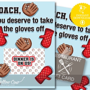 Honkbal Coach Gift Card Houder, Afdrukbare Gift Card Houder, Instant Download, Softbal Coach, Tee Ball Coach, Restaurant Gift Card, Bedankt Coach