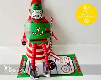 Holiday Elf Printable Kit. Ice Hockey Elf Scene. Instant Download for Busy Moms. Easy DIY Elf Props. Christmas Elf Activity