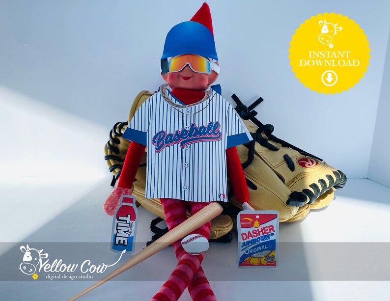 Holiday Elf Printable Kit. Travel Baseball Elf Scene. Instant Download ...