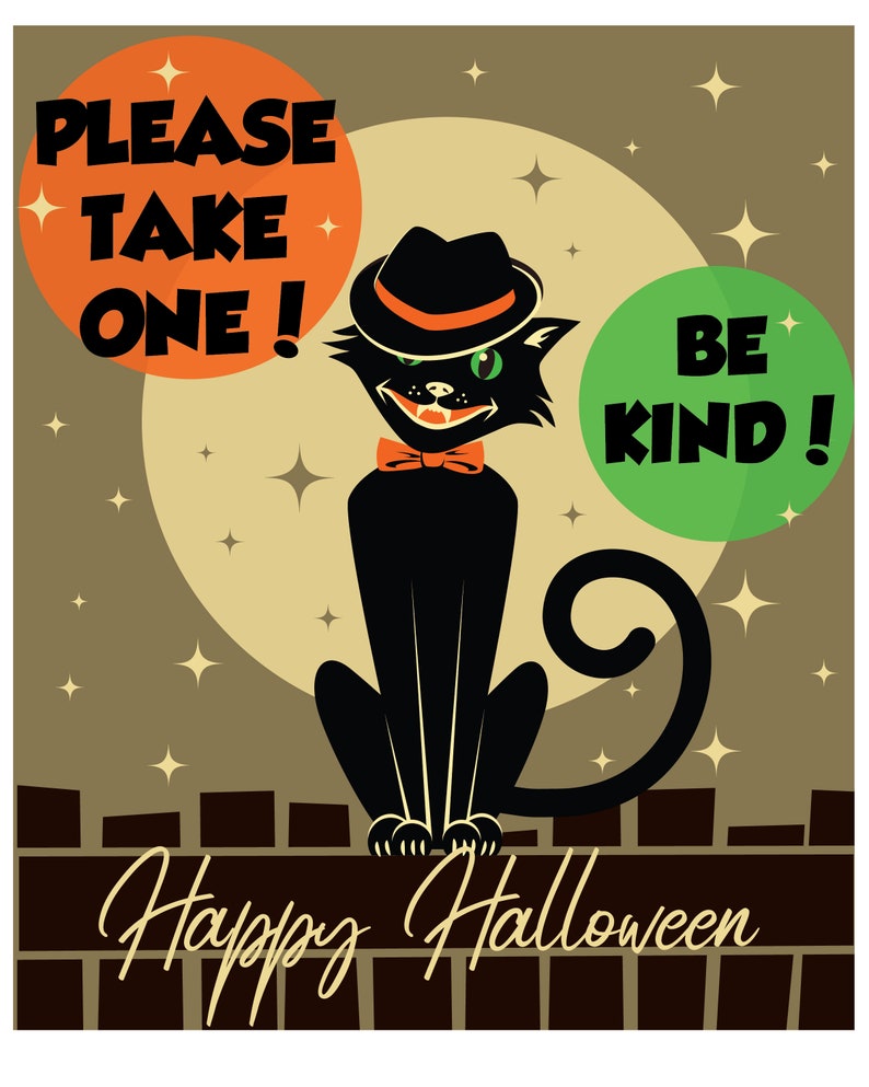 Printable Trick or Treat Sign Halloween Please Take One | Etsy