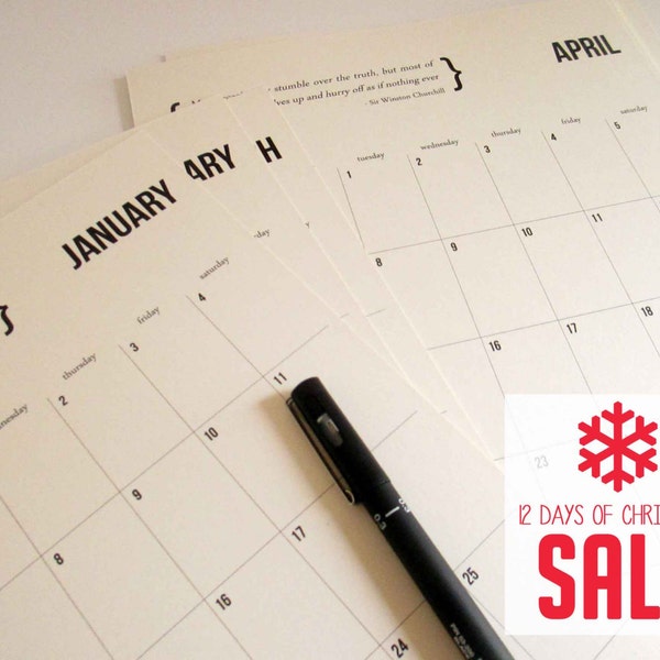 SALE Printable 2014 Calendar Diary Planner featuring inspirational quotes, instant download, 50% off orginal price