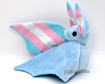 Handmade Blue Transgender Pride Bat Doll  - Made To Order LGBTQIA gift