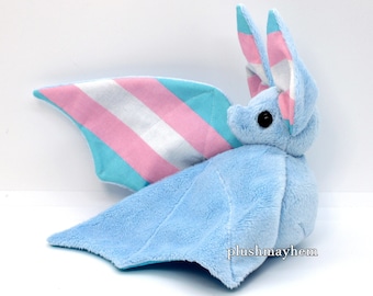 Handmade Blue Transgender Pride Bat Doll  - Made To Order LGBTQIA gift