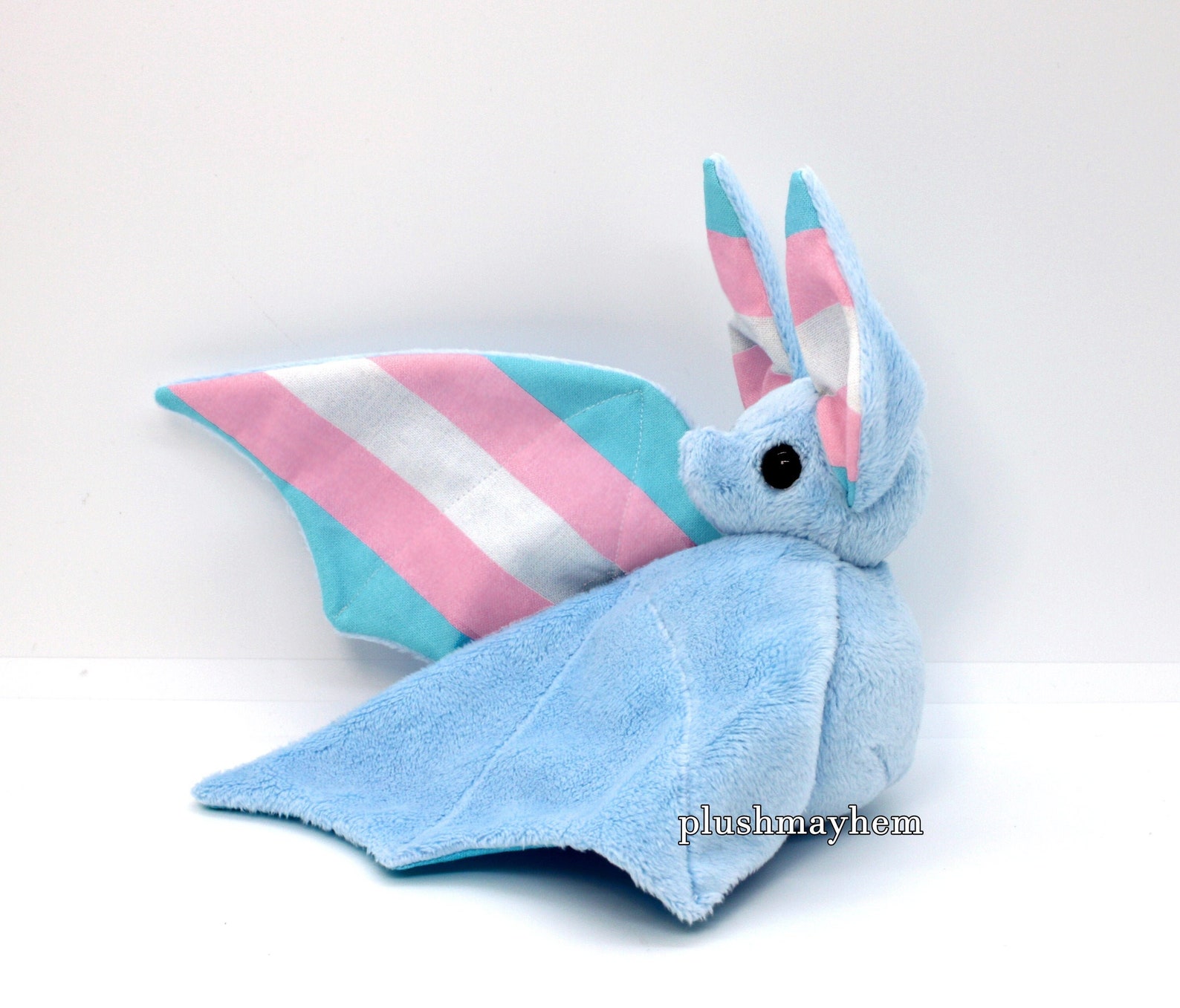 Handmade Blue Transgender Pride Bat Doll - Made To Order LGBTQIA gift