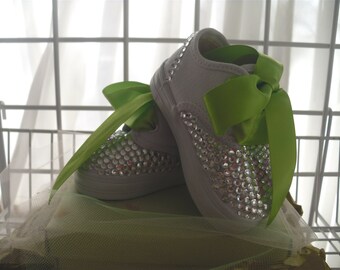 BLINGALICIOUS white canvas TENNIS SHOES - Sassy toddler tennis shoes sparkle with crystal