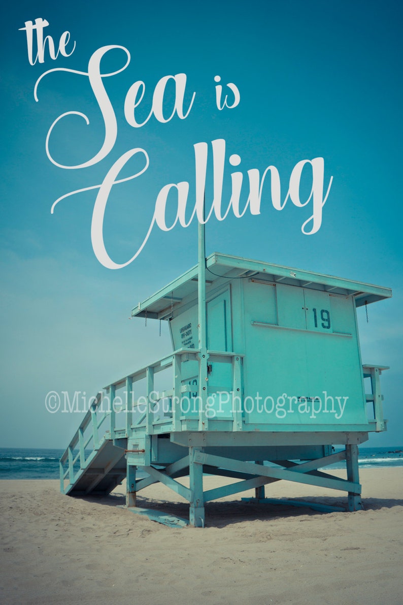 Large Wall Art Home Decor Quotes Photography Prints Aqua Prints Interior Design Ocean Typography Prints Beach Prints Sea is Calling