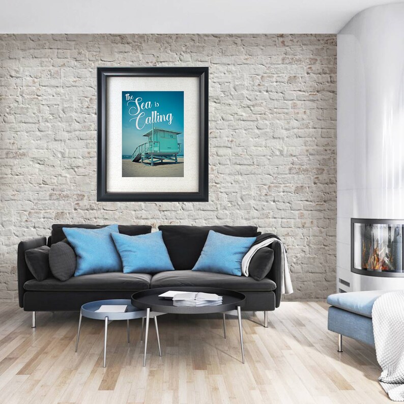 Large Wall Art Home Decor Quotes Photography Prints Aqua Prints Interior Design Ocean Typography Prints Beach Prints Sea is Calling