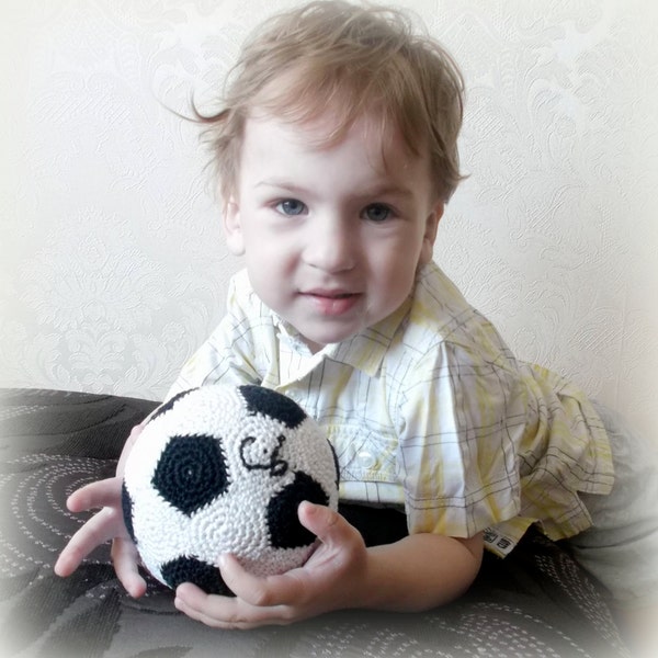 Personalized Soccer Sports Crochet Ball Toy Baby Toddler Ball with Name Eco Friendly Plush Stuffed Soccer balls 