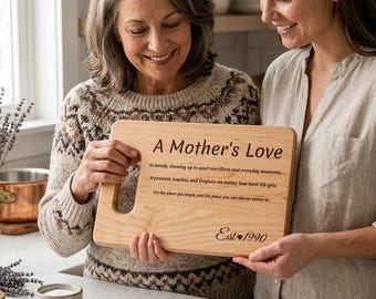 Engraved Mothers Day Love Cutting Board Personalized for Mom Mother Day Gift Custom Wooden Kitchen Board Gift for Her Mom Keepsake Birthday