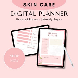 Planificador de cuidado de la piel, planificador digital, planificador de belleza, planificador para iPad, planificador diario, amor propio, planificador de rutinas de cuidado de la piel, plantillas de cuidado de la piel, planificador para iPad
