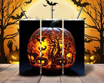 Eerie Ghost Halloween Tumbler: Stainless Steel Travel Mug with Lid & Straw for Spooky Fall Drinks