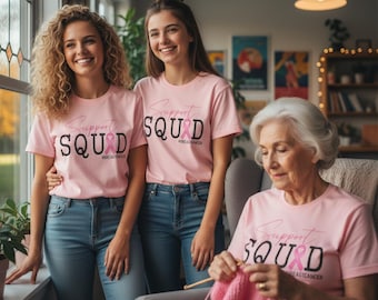 Support Squad Breast Cancer Awareness -Breast Cancer Awareness Graphic Tee shirt — it’s a statement of hope, love, and unity.