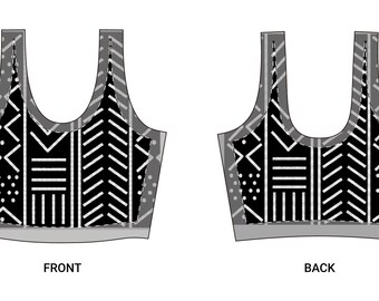 Stylish Sports Bra - Black and White African Mud Print, Workout Gear, Fitness Apparel, Activewear, Gifts for Athletes, New year, New Your