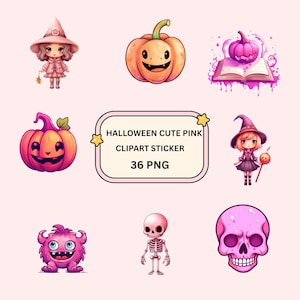 Eerie Halloween vinyl decals: Kawaii Ghosts, Pumpkins, Bats & Witch Hats for Spooky Aesthetic Journaling