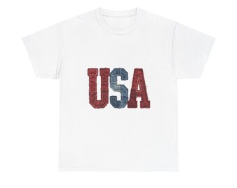 USA faux patch work T-Shirt, Fourth of July, Anniversary 250 Years of Freedom, America the Great